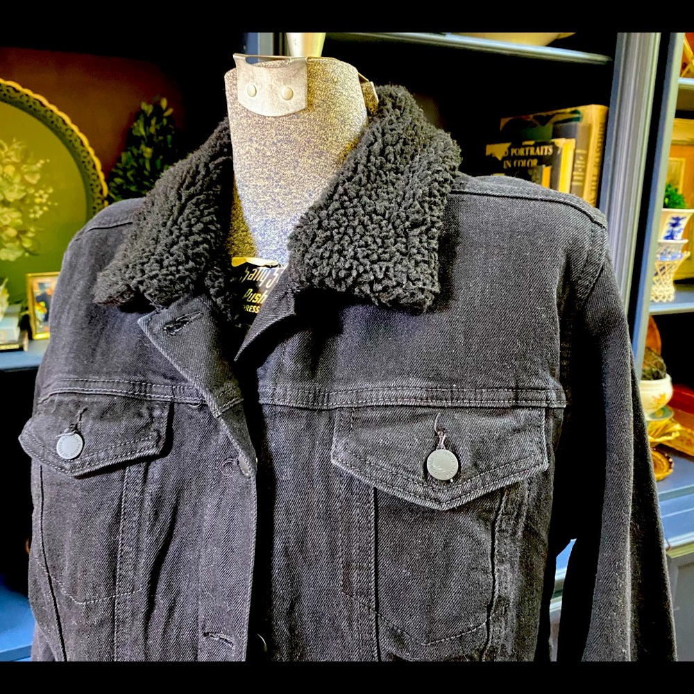 2019 XXL Charcoal Black SHERPA Lined Denim Jacket